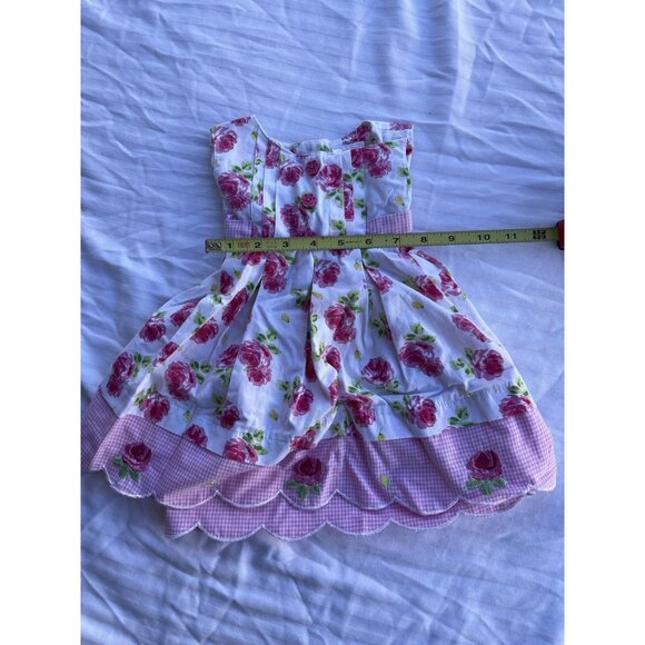 Vintage Blueberi Boulevard Girls Sz 12 Months Floral Dress Pink Red Rose - Picture 5 of 16